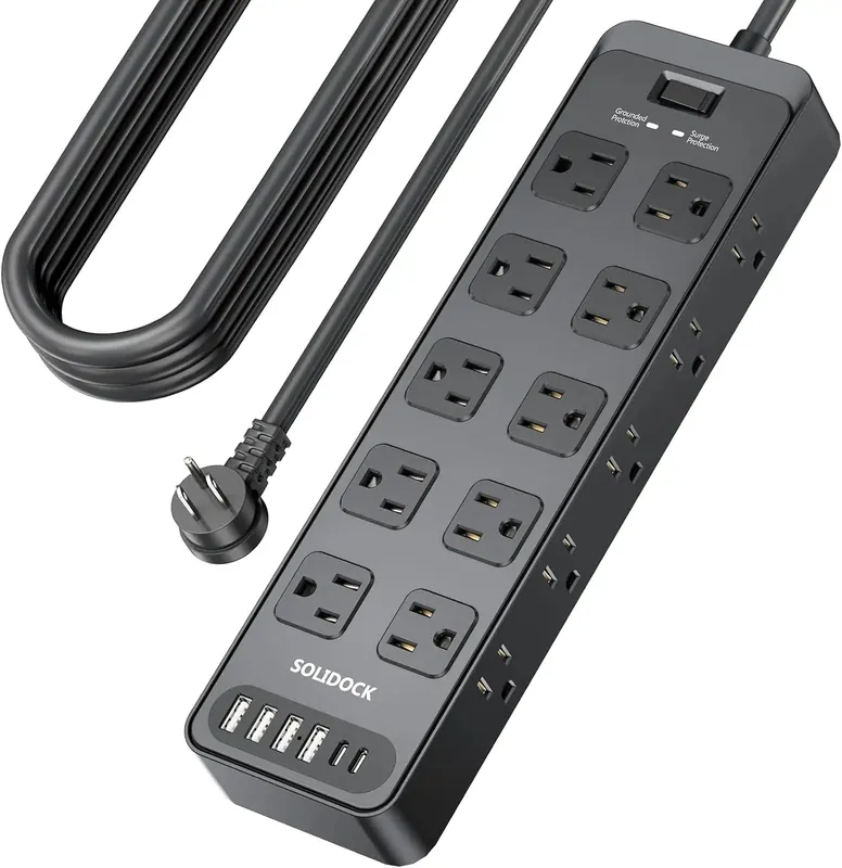 20 Outlet Power Strip w/ USB C, 6Ft Extension Cord, Surge Protector for Home