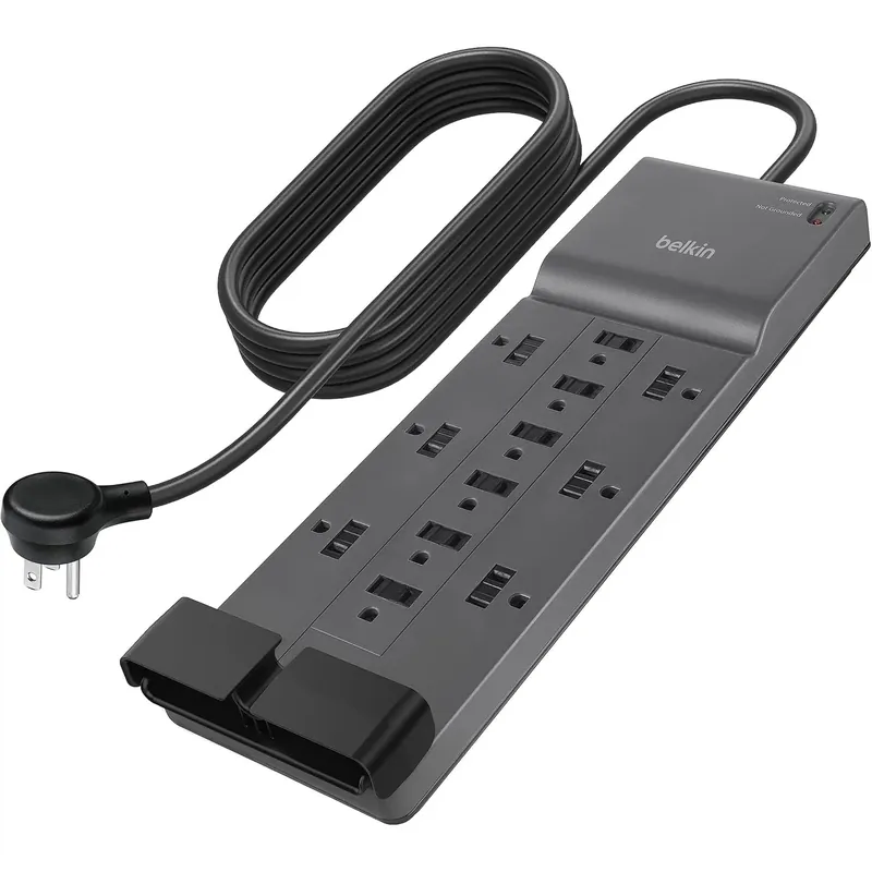 12-Outlet Surge Protector Power Strip with 8ft Flat Plug for Home Office