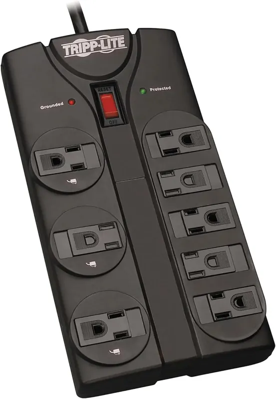 Lite Series TLP808B 8 Outlet Surge Protector Power Strip With Flat Plug