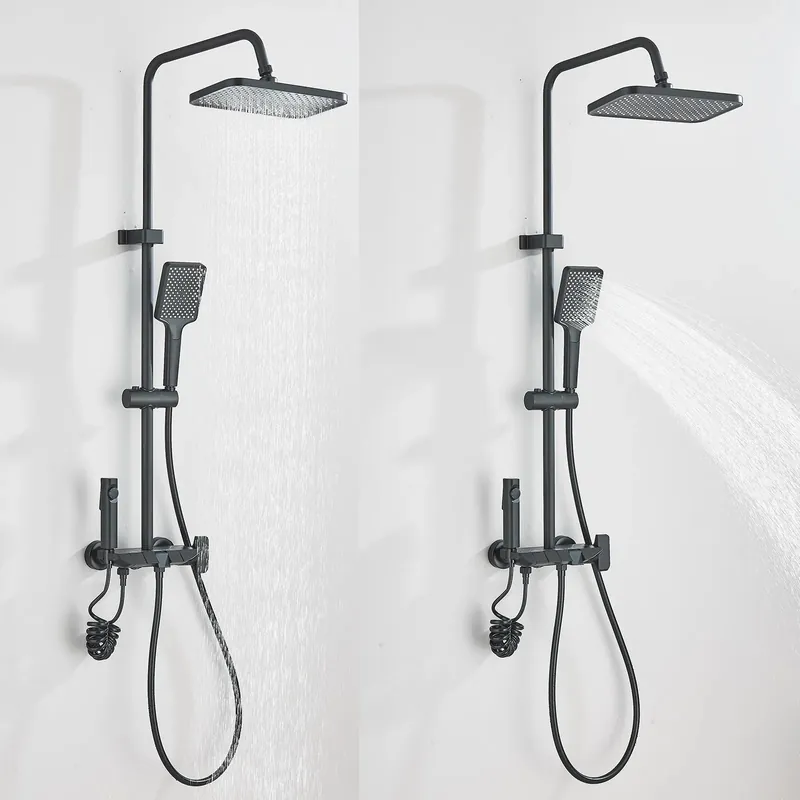 Bathroom Exposed Shower System Rainfall Shower Head Combo