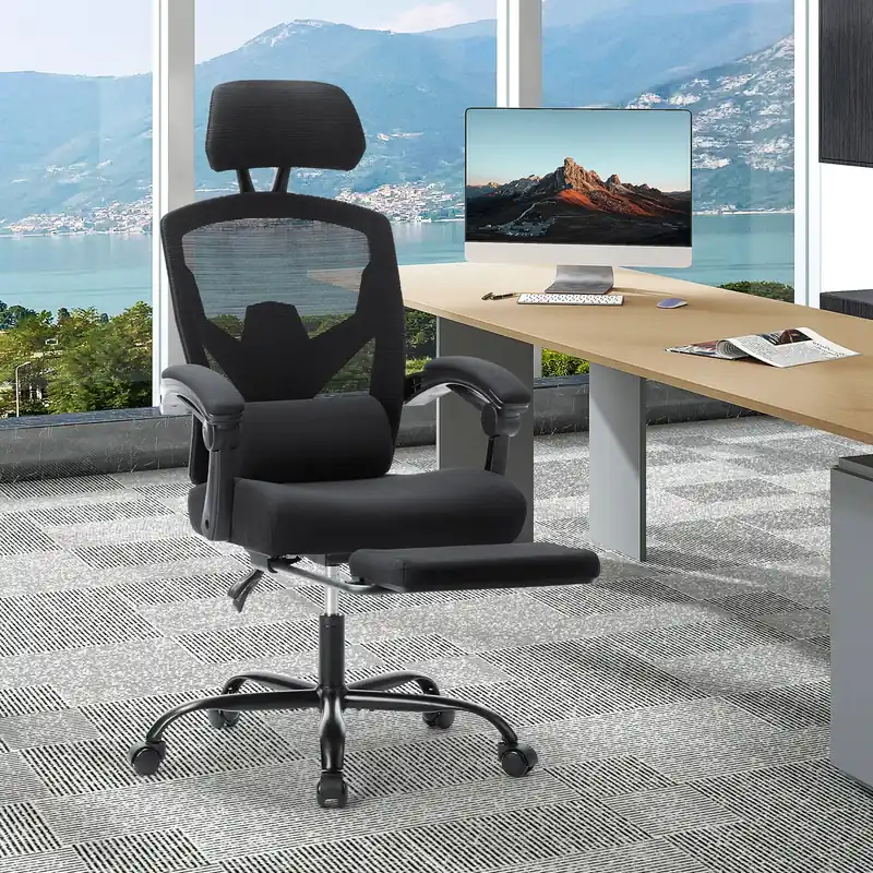 MCQ High Back Ergonomic Reclining Gaming Office Chair with Lumbar Support Pillow Mesh Swivel Rolling Rocking