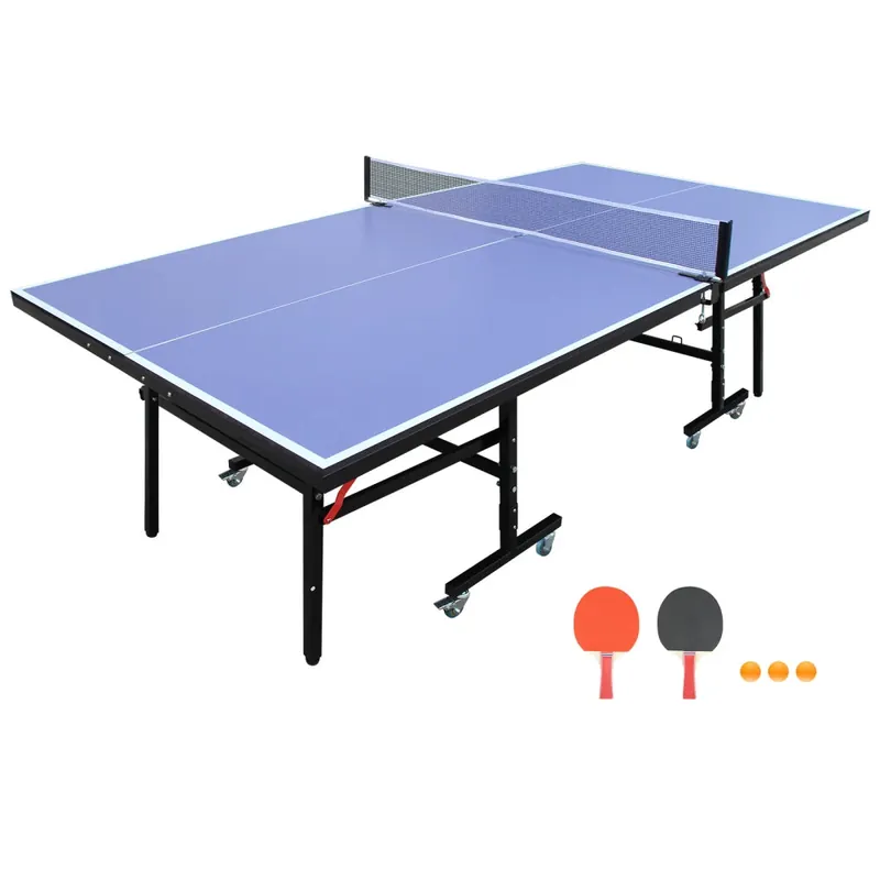 8ft Mid-Size Foldable Portable Ping Pong Table Set Indoor Games with Net