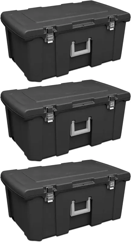 3-Pack Under-Bed Storage Bags Wheeled Lockable Plastic Bins w/Lids Black Heavy-Duty Organizers