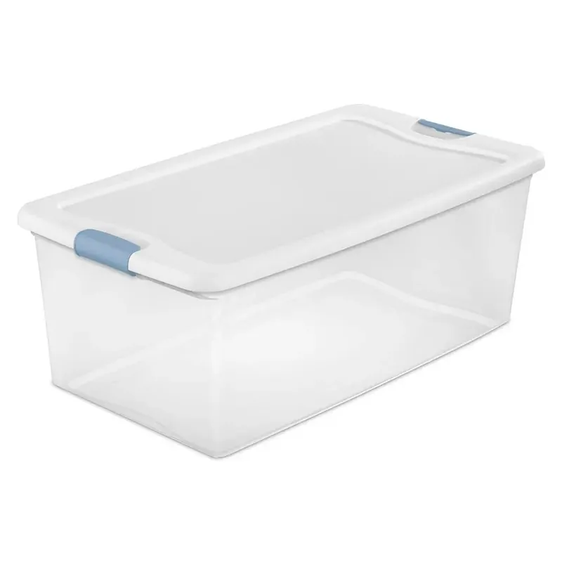 24Pack Latching Box, Under Bed Storage Bins w/ Lids, Clear Plastic for Closet