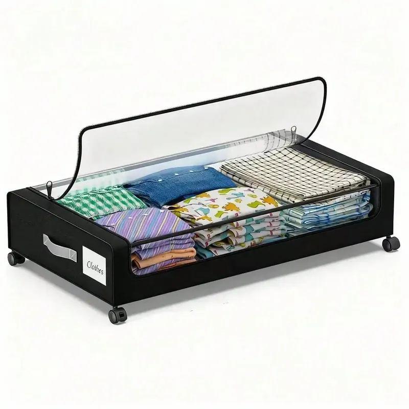 Stozle 1Pack/2Pack Under Bed Storage Boxes With Wheels, Large Capacity