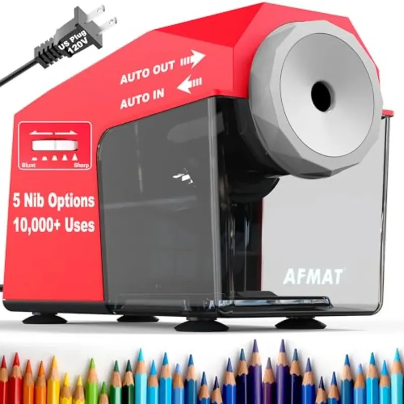 Electric Pencil Sharpener, Fast and Hands-Free, 10K+ Uses, 5 Nibs,