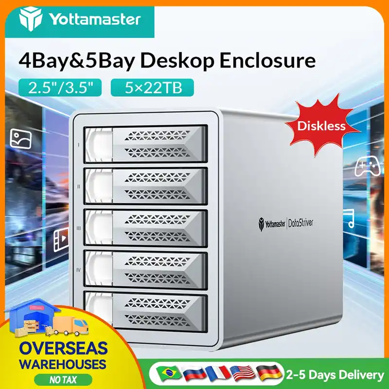 【Local Warehouse】Yottamaster Type-C 2.5/3.5"10Gbps SATA HDD SSD Enclosure HD External Case USB3.1 Daisy Chain Hard Drive