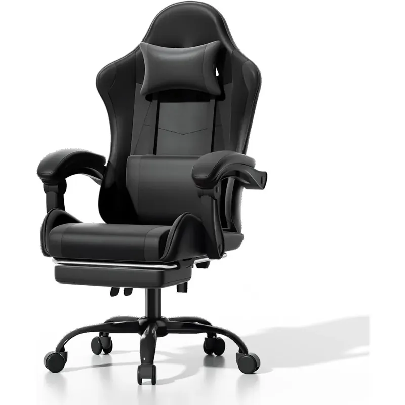Athena Collection Carbon Fiber Black Gaming Chair - Ergonomic with Footrest