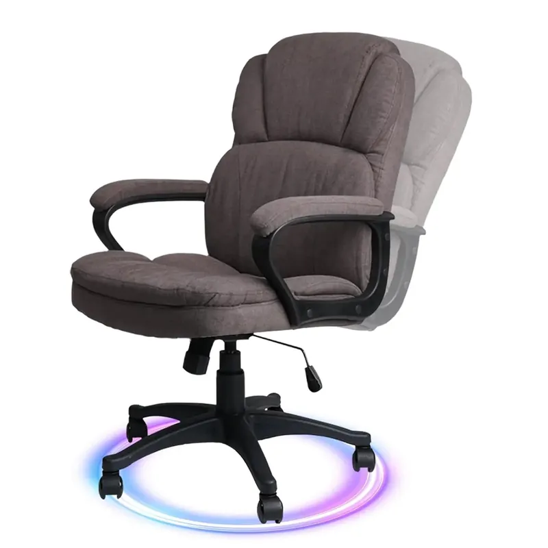 Brown Ergonomic Cloth Office Chair Fabric With Arms And Wheels