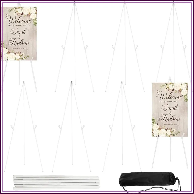 8 PCS 65 Inch Adjustable Metal Easel Stand for Wedding Sign Display, Portable Folding Easel