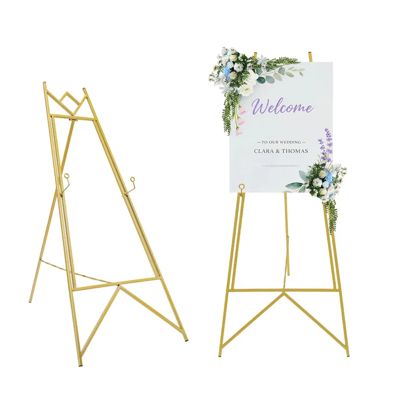 2Pcs Gold Display Easel Stand, Adjustable Photo Frame Holder for Wedding Poster Sign, Heavy Duty