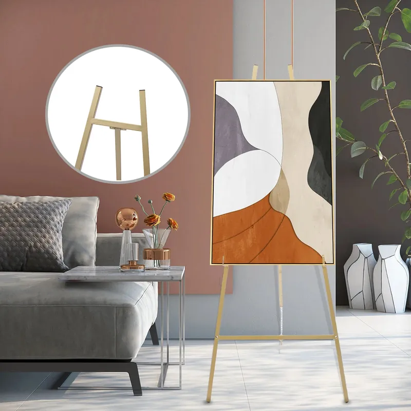118CM Large Wood Tripod Gold Foldable Artist Easel Floor Stand