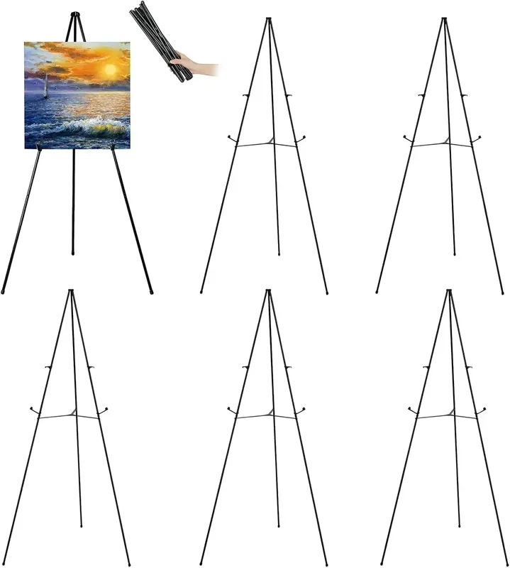 63" Tall Display Easel Stand for Wedding Sign Poster, Foldable Adjustable Metal Easels with Portable Bag