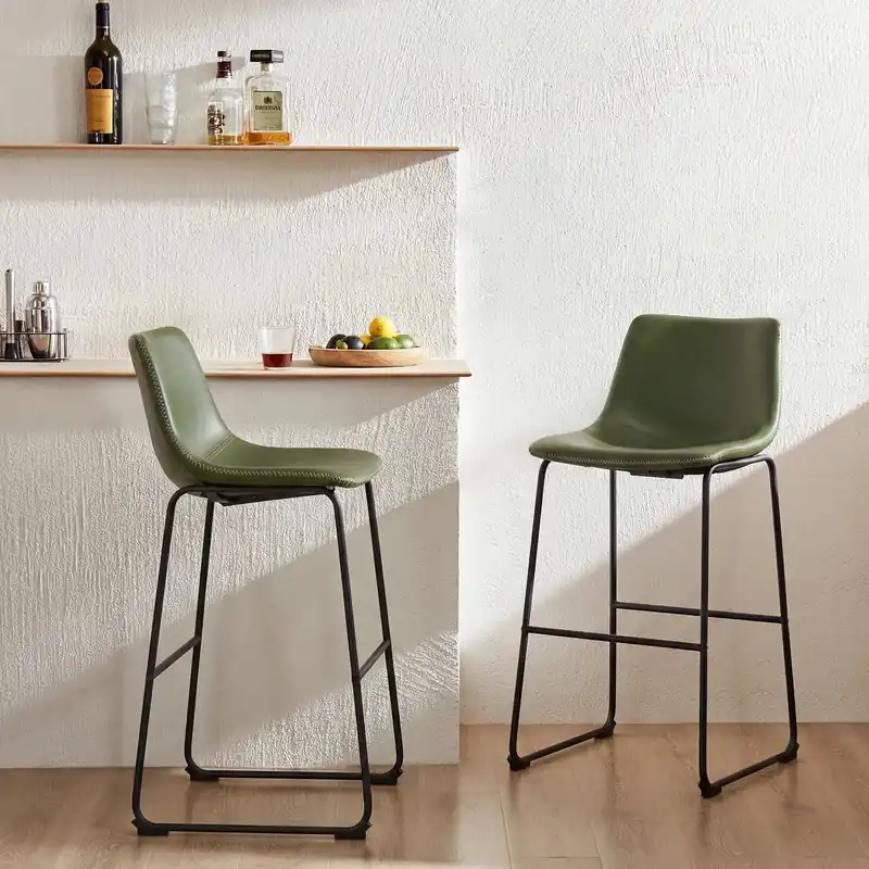 JHK 2 Pack Pu Leather Counter Height High Chair For Home and Office Comfortable Sponge Cushion Outdoor and