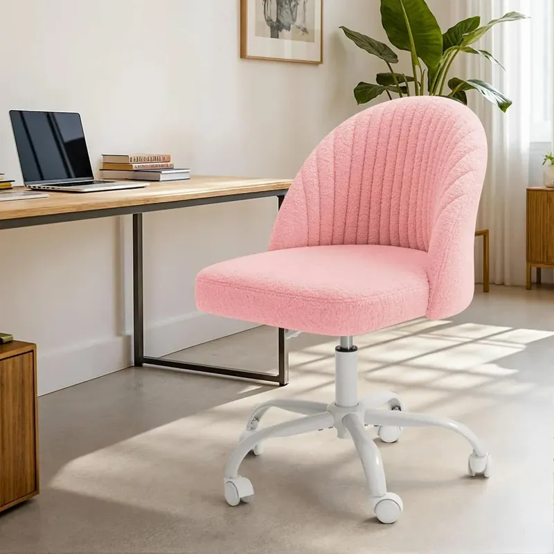Furniwell Office Chair Armless Cute Desk Chair Modern Adjustable Swivel Vanity Task Computer Chair Home