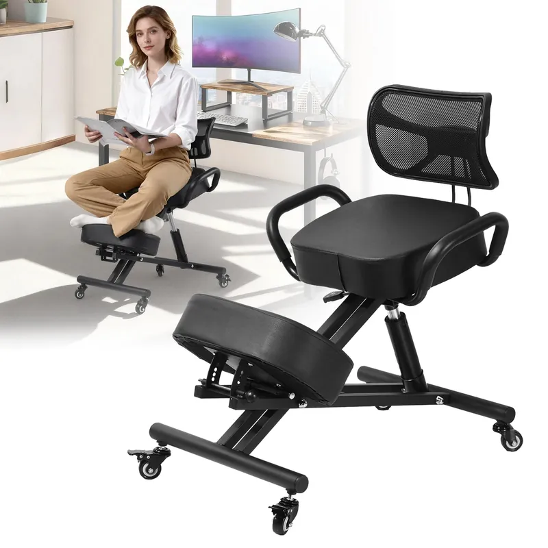 Kneeling Chair with Back Support, Height Adjustable Kneeling Chair for Men