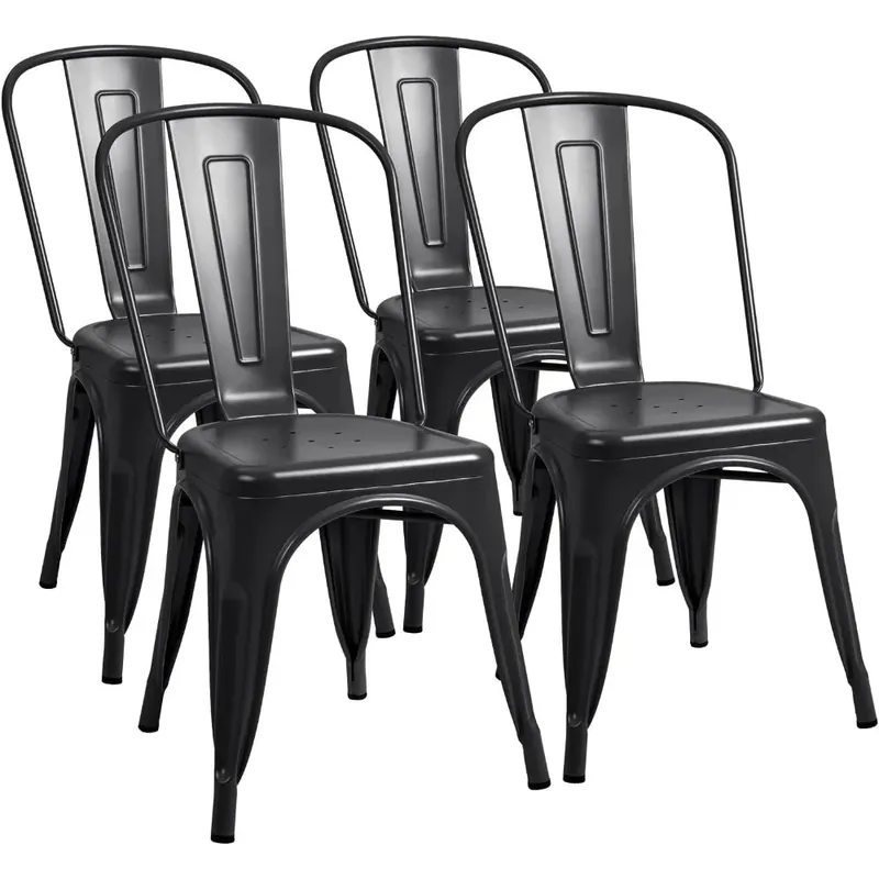 Furmax Metal Dining Chair Indoor-Outdoor Use Stackable Classic Trattoria Chair Chic Dining Bistro Cafe