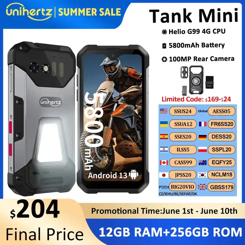 Unihertz 8849 Tank Mini Rugged Smartphone 4.3 Inch Display Android