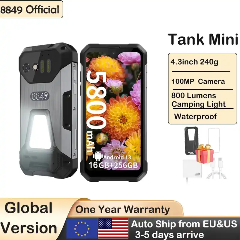 8849 Tank Mini Unihertz Rugged smartphones 4.3" Display Android 13 Helio G99 24GB 256GB 100MP Cameras