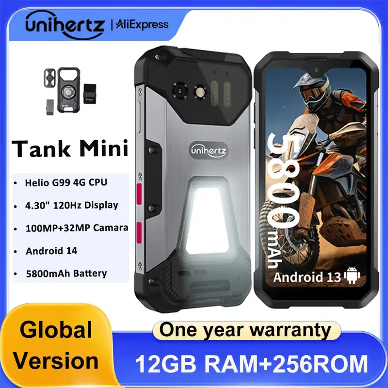Unihertz 8849 Tank Mini Rugged Smartphone 4.3 Inch Display Android 13 Helio G99 Octa Core