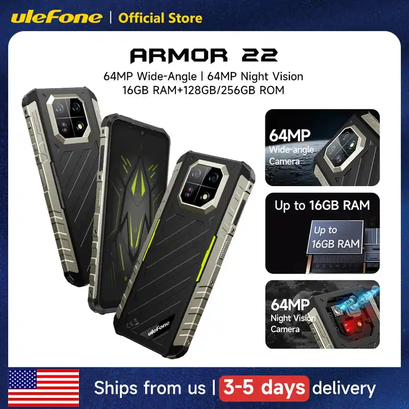 Ulefone Armor 22 Rugged Phone ,16GB (8GB+8GB) RAM ,128GB/256GB ROM