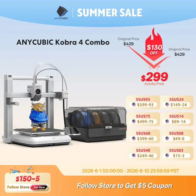 ANYCUBIC Kobra 4 or Kobra 4 Combo Multi-Color 3D Printer