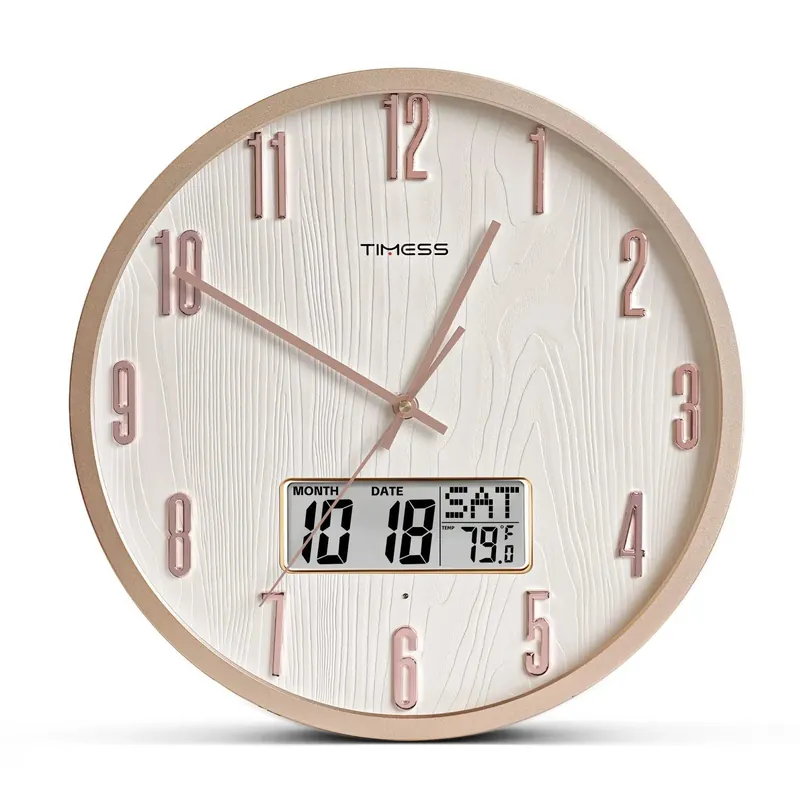 TIMESS Luminous Voice-activated Wall Clock, 14‘ Silent Battery Powered