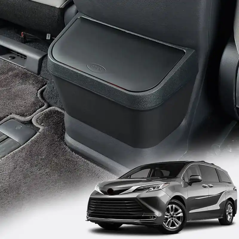Waterproof In Car Trash Can for Toyota Sienna 2021 2022 2023 2024 Black