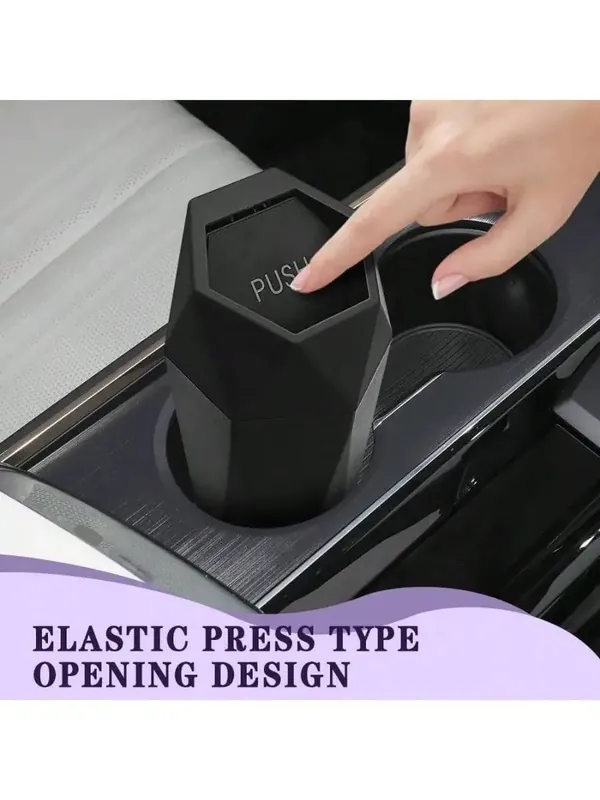 Car Trash Can With Press Type Lid Cup Holder Mount Leakproof ABS Garbage Bin