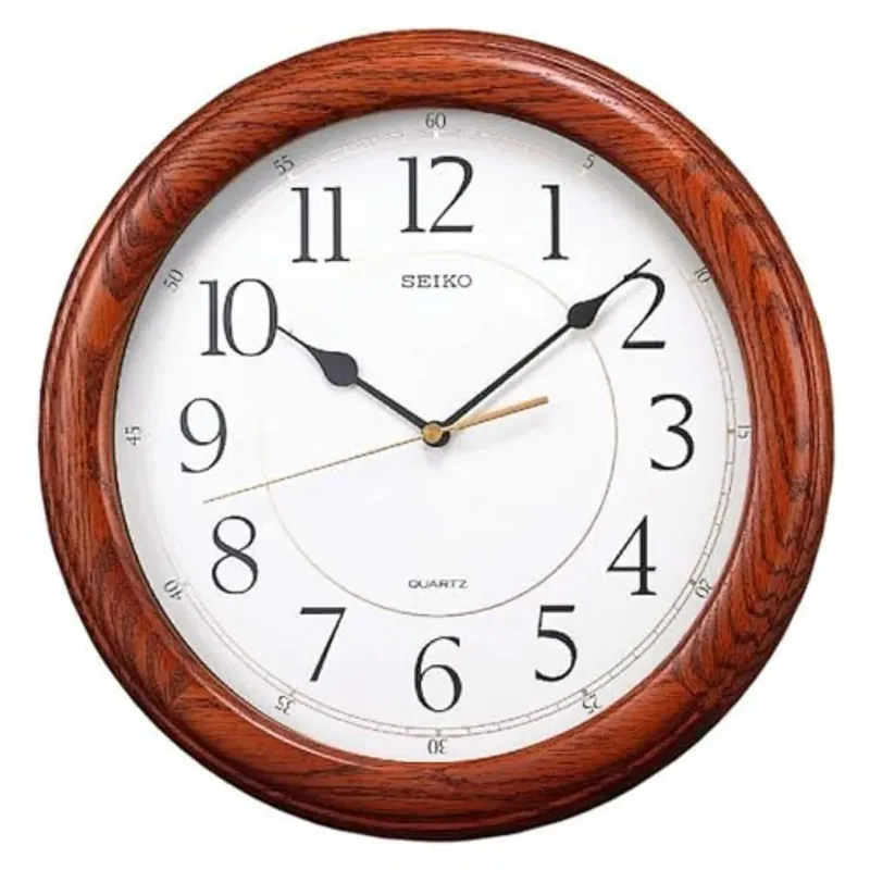 Wall Clock for Living Room with Quiet Sweep Second Hand, Dark Brown
