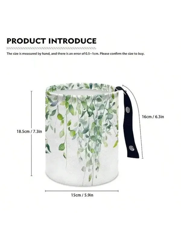 Green Leaf Pattern Collapsible Car Trash Can Portable Garbage Bin For Front Back Floor