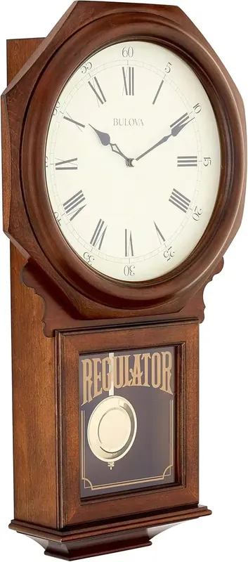 C3543 Ashford Wall Clock 25" Schoolhouse Design Walnut Finish