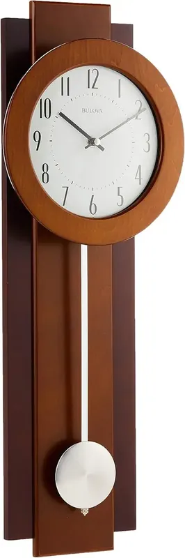 C3383 Avent Wall Clock Two-Tone Wooden Case with Slow-Swing Pendulum