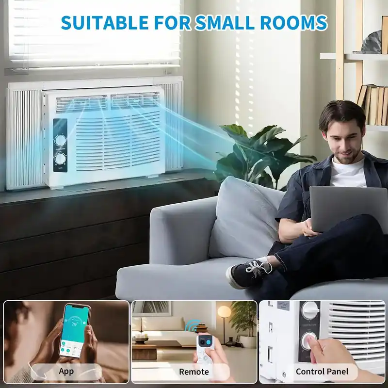 5000 BTU Window AC w/ Timer Function & Easy Install Kit for Small Bedrooms