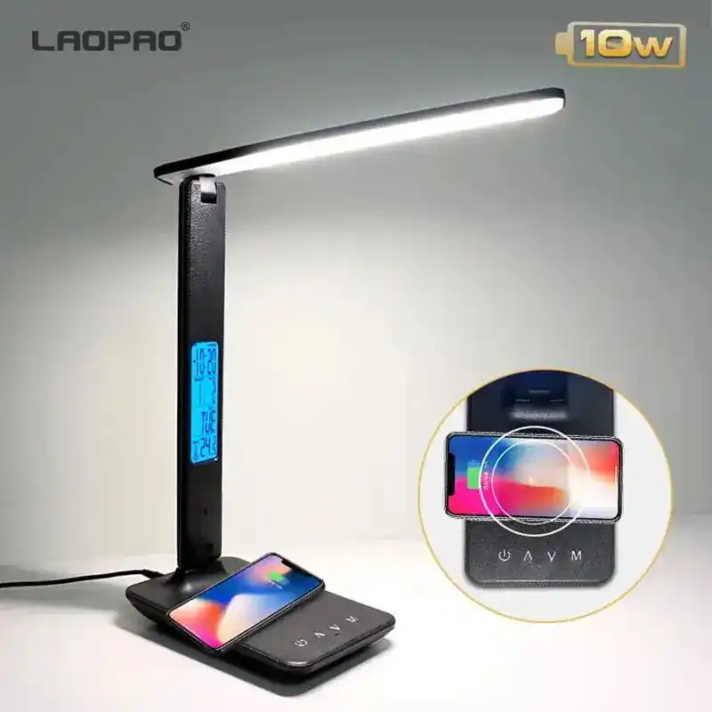 LAOPAO 10W QI Wireless Charging LED Desk Lamp With Calendar