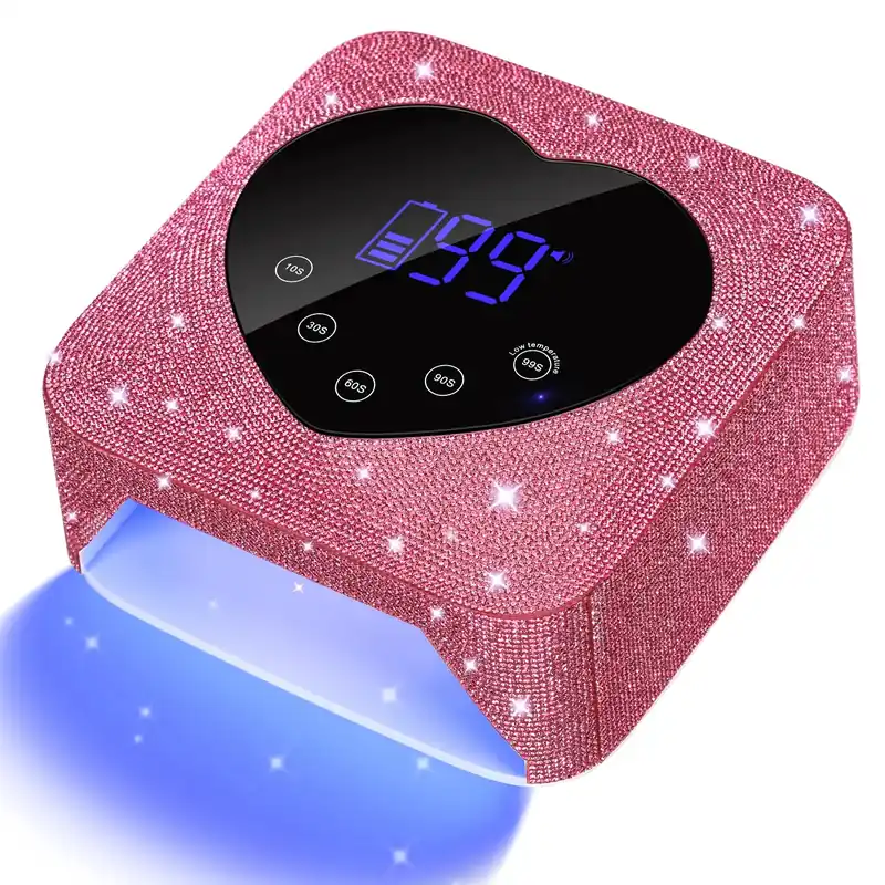 Rechargeable UV LED Nail Lamp 72W Cordless UV Light for Nails With Rhinestone Heart Shaped Manicure Pedicure