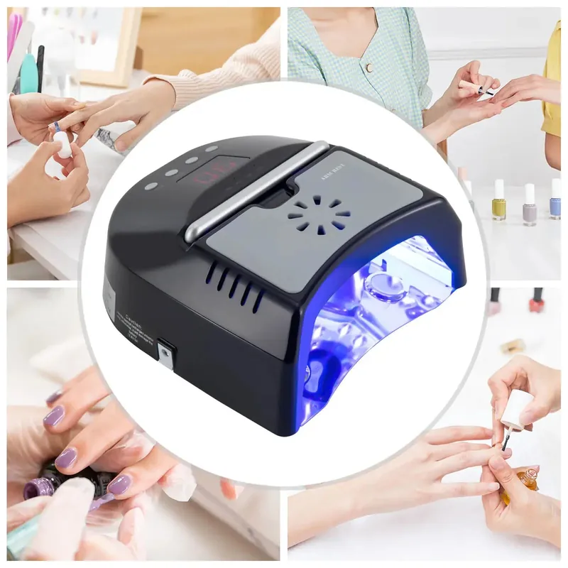 Upgraded 72W Cordless UV LED Nail Lamp with Rechargeable Battery & Fan - Professional Gel Nail Dryer