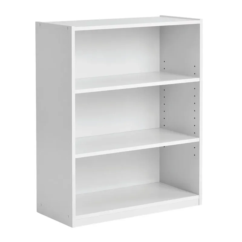 3-Shelf Bookcase with Adjustable Shelves, White, Freestanding Storage Organizer for Books, Office Supplies, Toys, Kitchen, Bathroom, Closet, Durable Wood/Plastic Frame, Easy to Assemble, Space-Saving