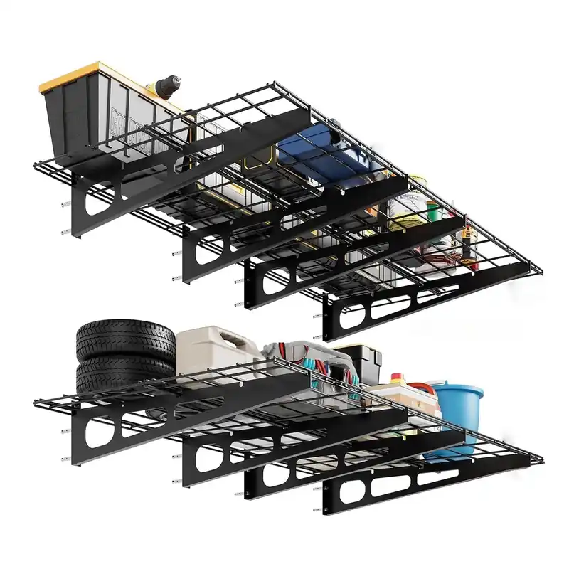 2 Pack 2x6Ft Garage Shelving Wall Mounted, 24"x72" Wall Shelf Garage Storage Rack Floating Shelves