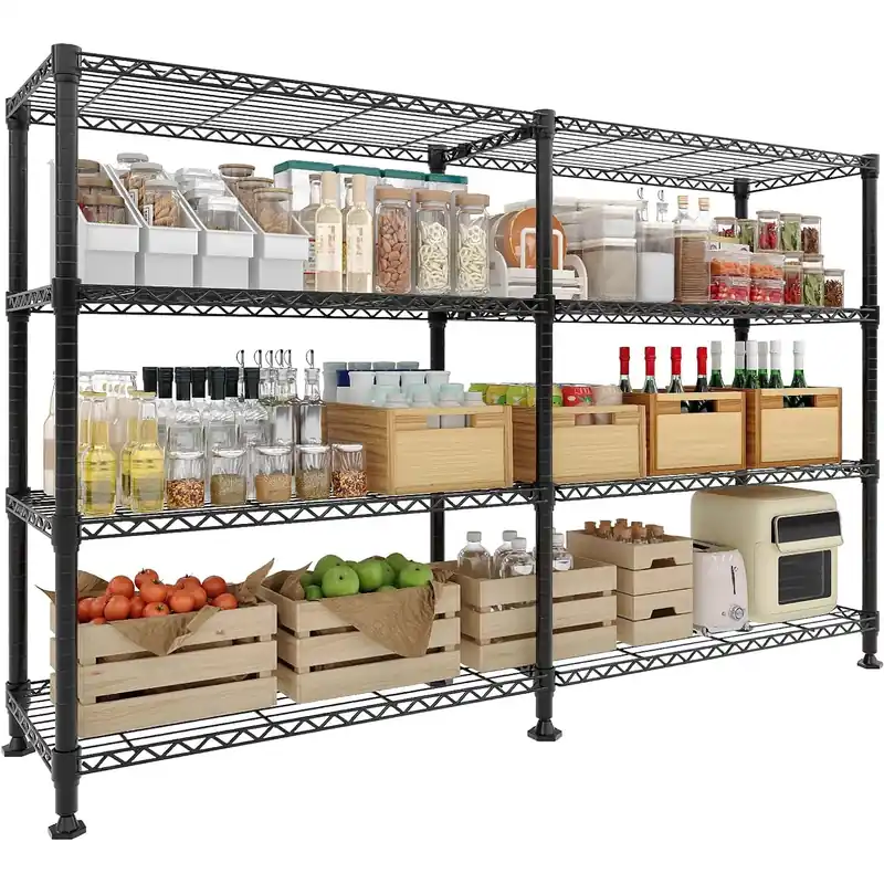 Heavy Duty Metal Shelving Unit 4-Tier Wire Rack Shelves for Kitchen Garage Storage,Adjustable