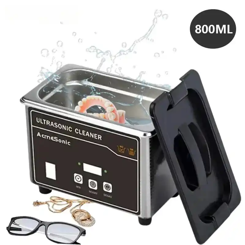 US 110V Portable Ultrasonic Cleaner, Stainless Steel Sonic Cleaning Machine for Jewelry, Eyeglasses,
