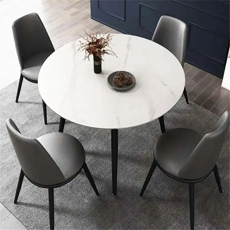 Modern Round Kitchen Dining Table Marble Top 80cm Diameter Linving Dining Room