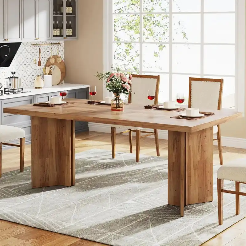 Tribesigns 63-inch Dining Table for 4-6, Farmhouse Kitchen Table with Large Tabletop