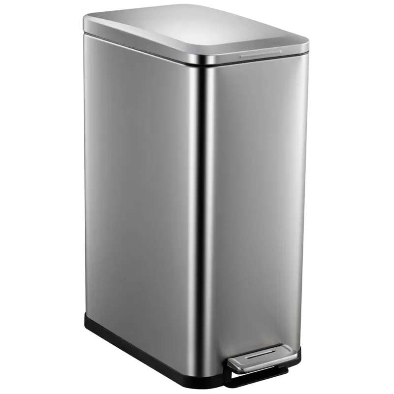 13 Gallon Kitchen Trash Can, Stainless Steel Step Garbage Bin with Soft-Close Lid