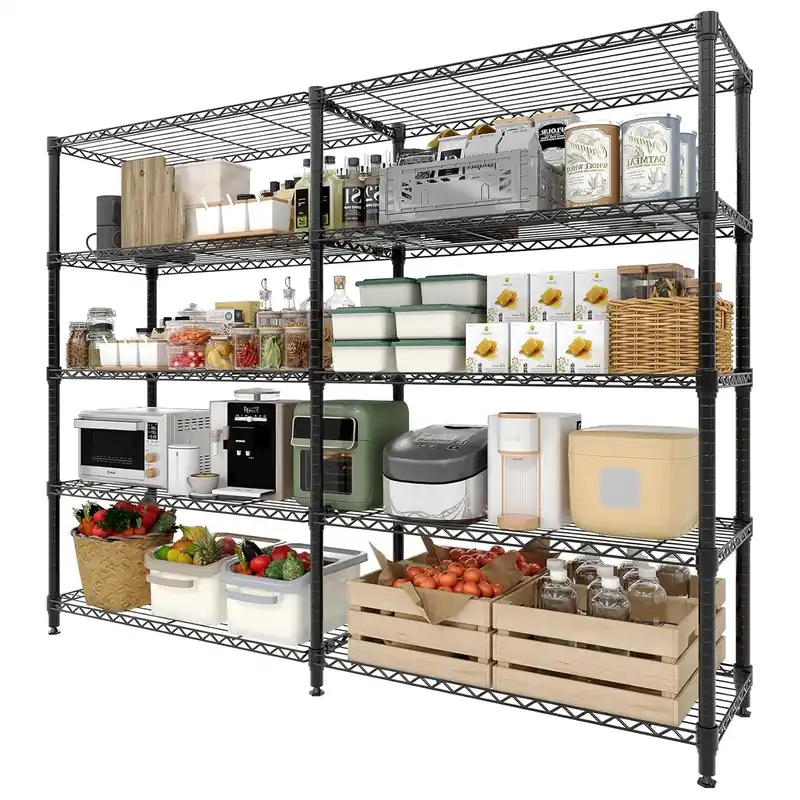 Heavy Duty Storage Shelves 4/5 Tiers Metal Shelving Unit Adjustable Organization Pantry Shelves for Kitchen