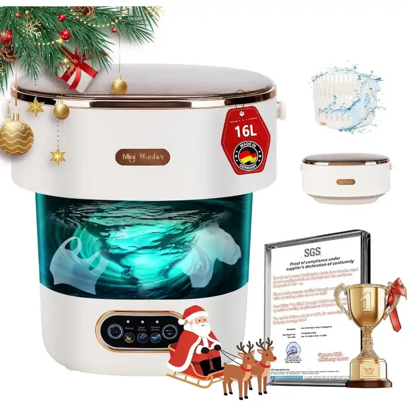 5.0 New Upgraded Portable Washing Machine 16L Mini Foldable Washer