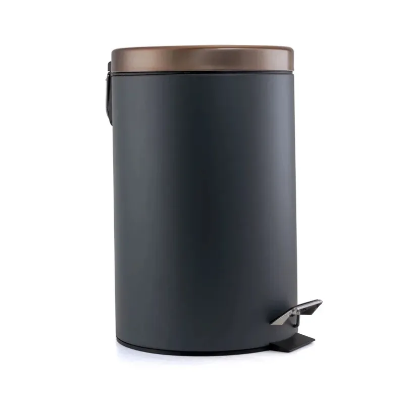 12 Liter Stylish Grey and Copper Soft Pedal Office Kitchen and Bathroom Trash Bin