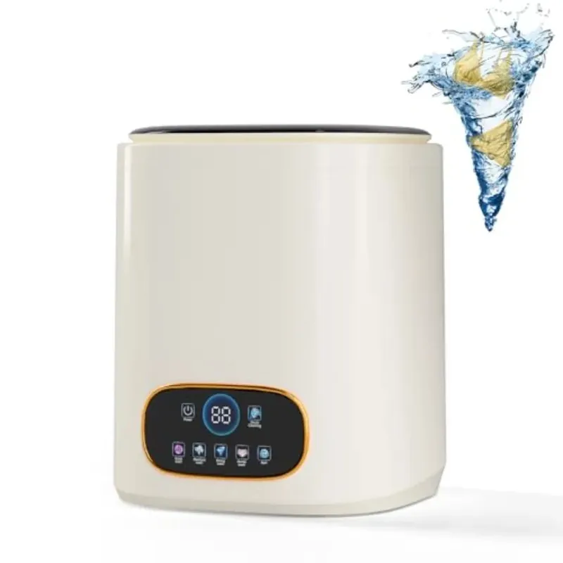 Portable fully automatic washing machine for apartments, dorms, RVs travel; ABS plastic body; white;