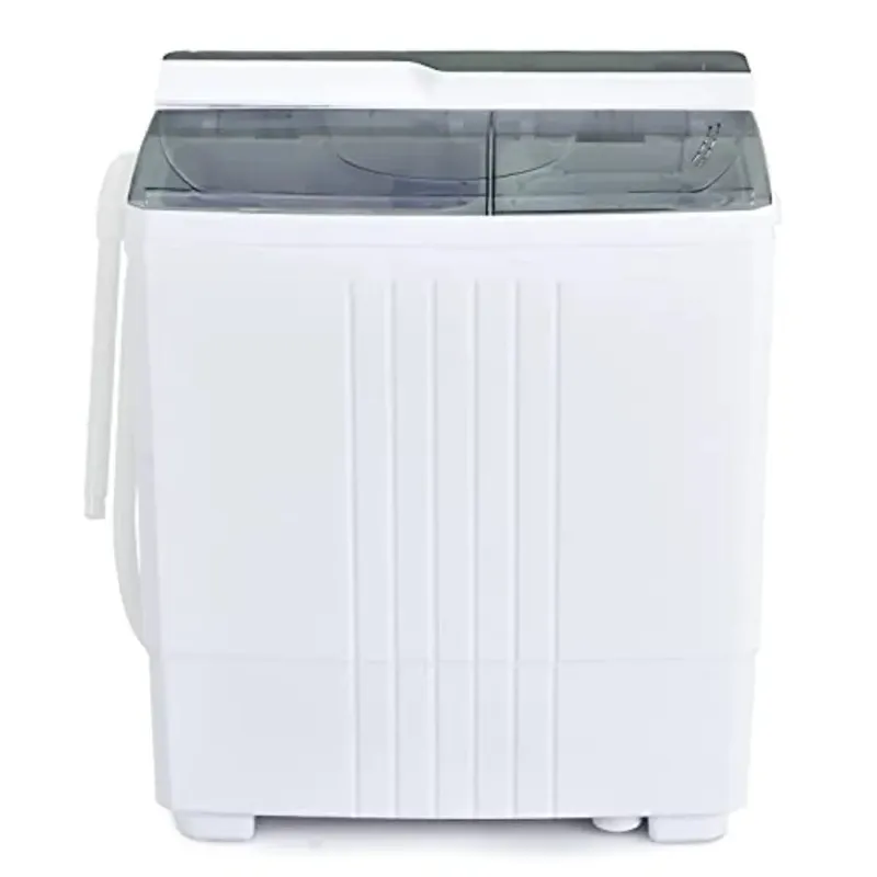 Portable washing machine for apartment and RV use, grey plastic twin tub with 21 lbs capacityDS