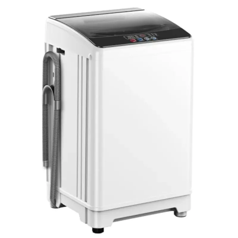 Portable washing machine for home, apartment, RV use; white plastic unit with 18lbs capacity